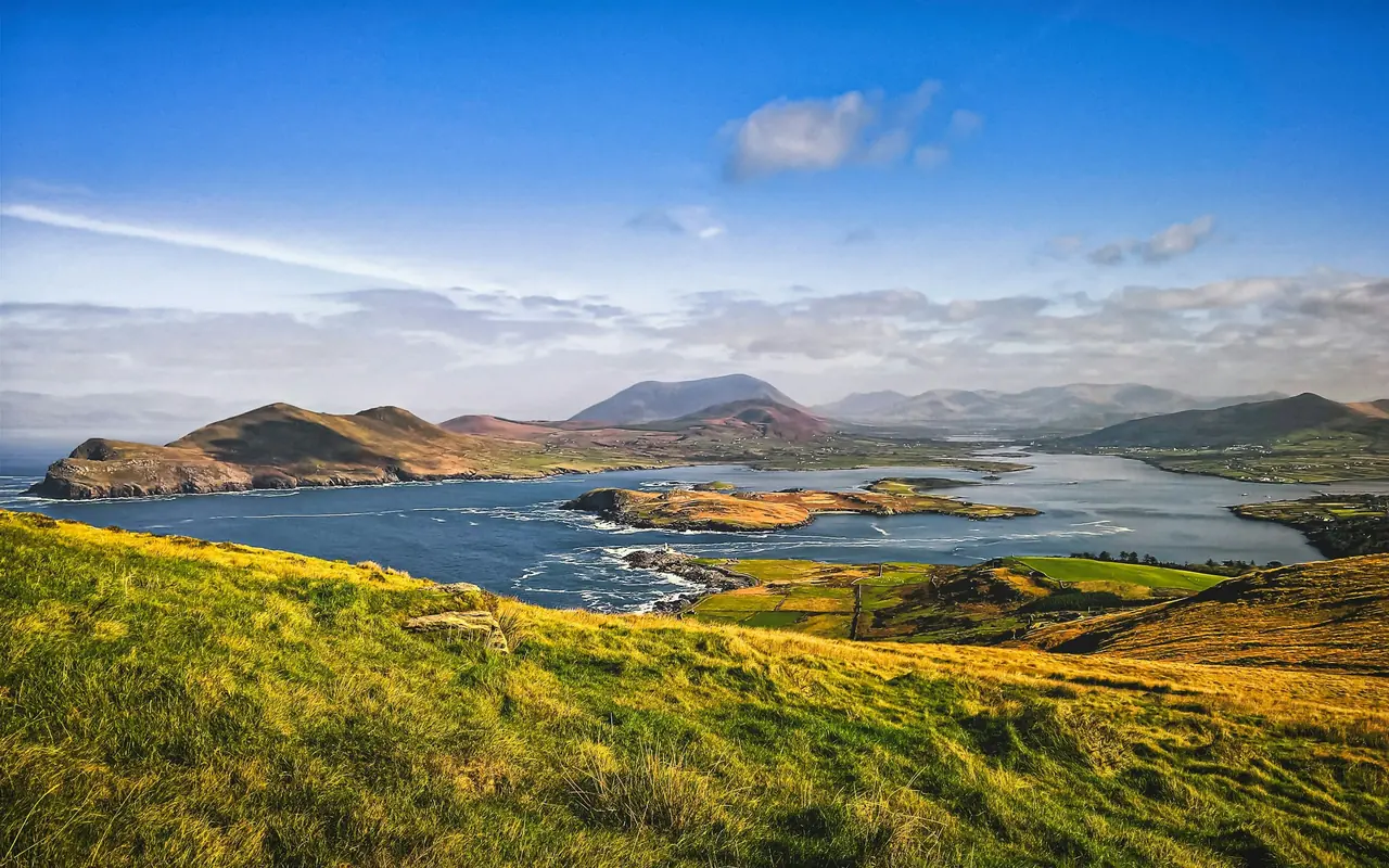 The Ring of Kerry coast, with islands and mountains