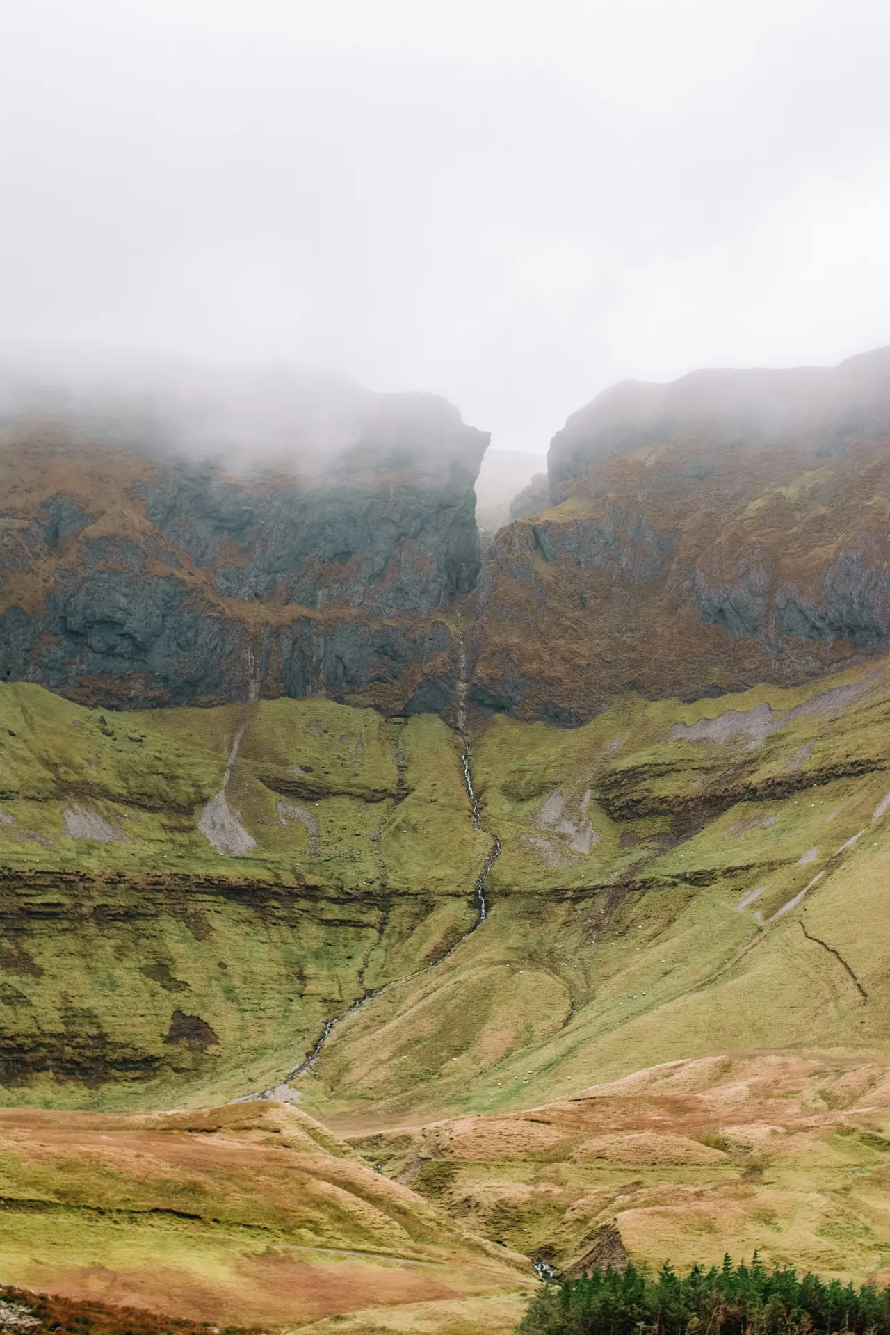 Mountains covered in mist and low cloud